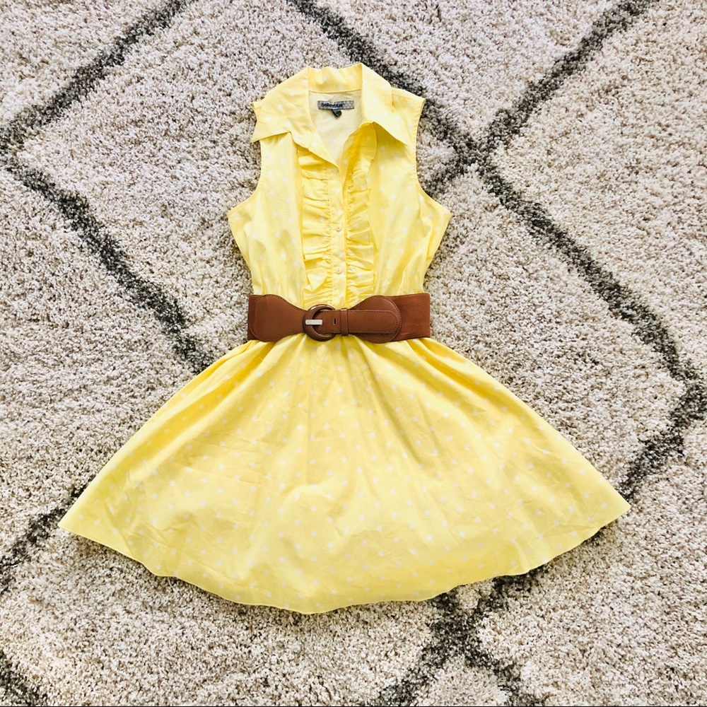 50’s Style Yellow and White Polkadot Dress